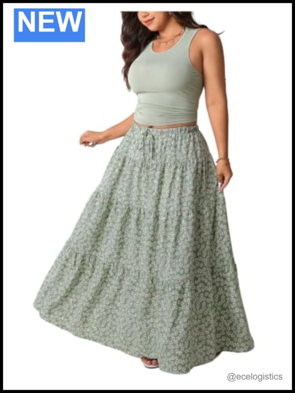 Women's Plus Size 2 Piece Skirt Set Sleeveless Floral Print Tank Top and Skirt